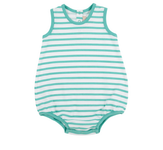 Patton Play Bubble- Turks Teal Stripe with Turks Teal