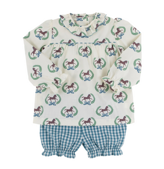 The Beaufort Bonnet Bon Air Bloomer Set - Highland Horse/Barnsley Gingham