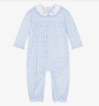 Kissy Kissy - Girls Blue Pima Cotton Fall Blooms Babysuit