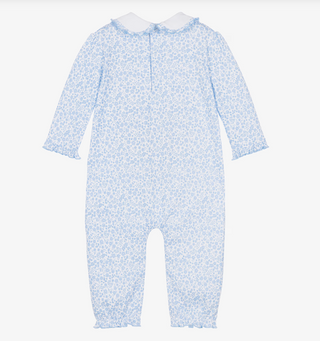 Kissy Kissy - Girls Blue Pima Cotton Fall Blooms Babysuit