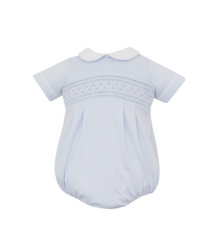 Petite Bebe Marcos Light Blue Knit Boys Short Bubble