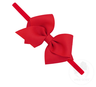 Wee Ones Extra Small Grosgrain Bow on Matching Skinny Nylon Band- Red