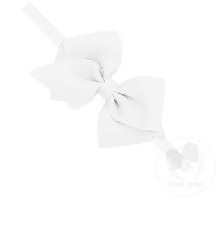 Wee Ones Extra Small Grosgrain Bow on Matching Skinny Nylon Band- White