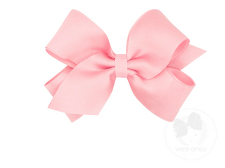 Wee Ones King Crepe Satin with Grosgrain Underlay Hair Bow- Light Pink