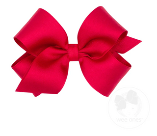 Wee Ones King Crepe Satin with Grosgrain Underlay Hair Bow- Red