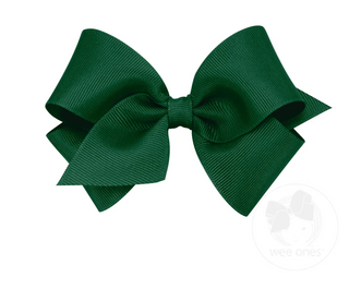 Wee Ones Small Classic Grosgrain Hair Bow- Forest Green