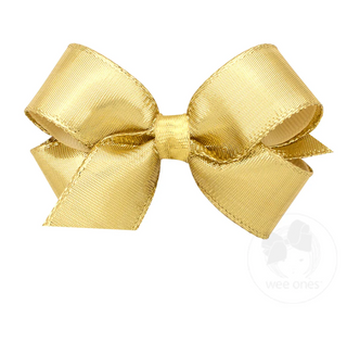 Wee Ones Medium Metallic Overlay Girls Hair Bow- Gold