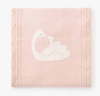 Elegant Baby Swan Cotton Cable Knit Blanket