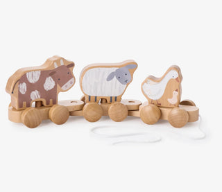 Elegant Baby Wooden Farm Animal Pull Toy