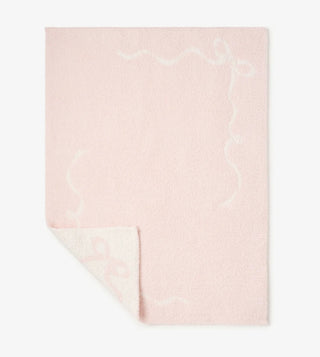 Elegant Baby Pink Bows Chenille Knit Blanket