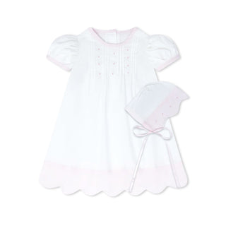 Lullaby Set 1956 Daygown Set - Blessings White with Pink Scallop Batiste