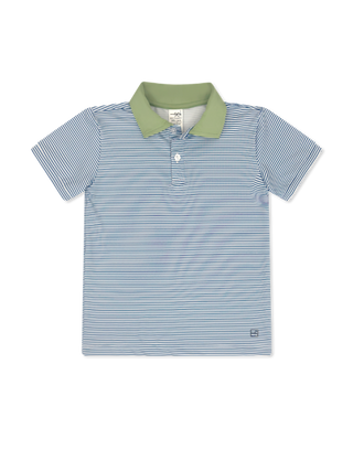 Set Athletics Parker Polo - Baton Rouge Blue Ministripe, Pistachio Green