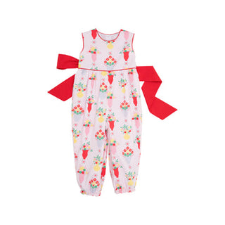 Sleeveless Rebecca Romper Pink & Plentiful with Richmond Red