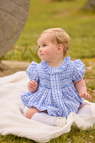 Little English Smocked Bridget Bubble in Woodberry Plaid