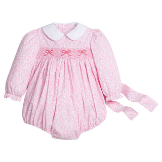 Little English Smocked Natalie Bubble in Pink Vinings