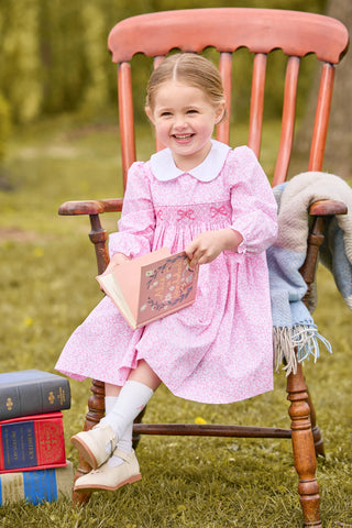 Little English Smocked Natalie Dress in Pink Vinings
