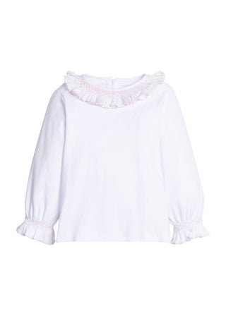 Little English Smocked Madeline Blouse - White with Light Pink