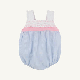 The Beaufort Bonnet Company Babs Bubble - Breakers Blue Seersucker with Sandpearl Pink