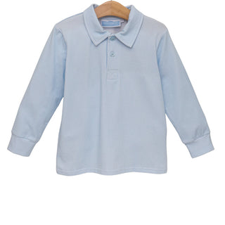 Trotter Street Kids Jackson Polo- Light Blue Microgingham