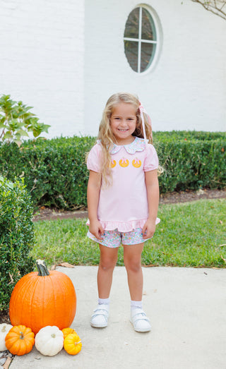 Trotter Street Kids Short Set - Floral Pumpkin