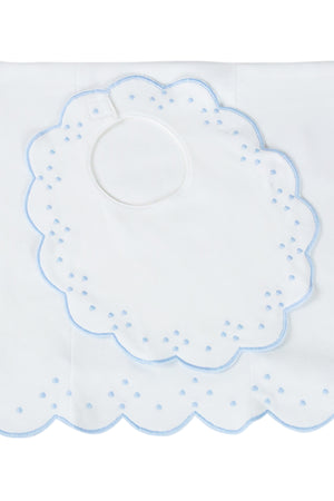 Scalloped Bib and Burp- Blue