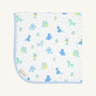The Beaufort Bonnet Company Baby Buggy Blanket Cuddle Up Cutie with Buckhead Blue