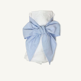 The Beaufort Bonnet Company Bow Swaddle - Breakers Blue Seersucker