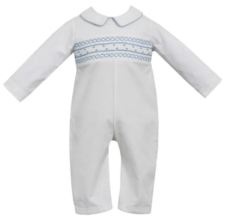 Petit Bebe Luke White Corduroy Boys Long Romper