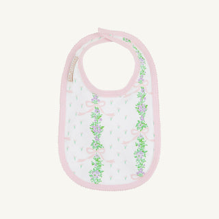The Beaufort Bonnet Company Burp Me Bib - Fincastle Floral with Palm Beach Pink