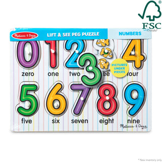 Lift & See Numbers Peg Puzzle - 10 Pieces