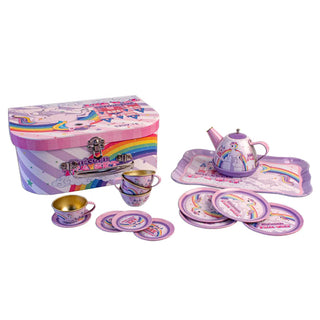 Tea Set in Suitcase with Unicorn Motives