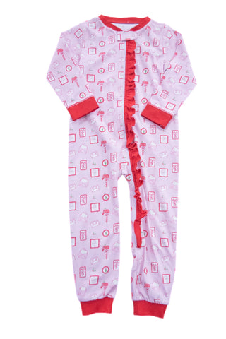 Girls One Piece Zip Up Jammies, Letters to Santa Knit