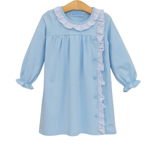 Trotter Street Kids Lucille Dress- Light Blue Bitty Dot