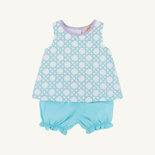 The Beaufort Bonnet Company Lucy Boone Button Set - Catamaran Cane with Edisto Egg Blue