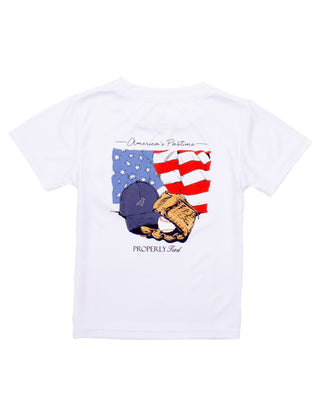 Properly Tied Boys Performance Tee SS America's Pasttime White
