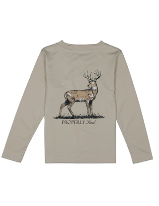 Properly Tied Boys Performance Tee LS Whitetail - Linen