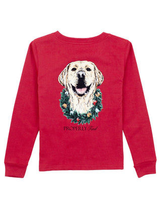 Properly Tied Boys Deck The Paws LS - Cabernet