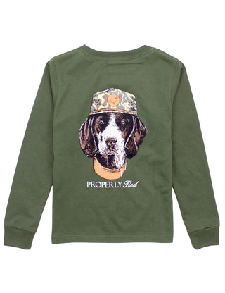 Properly Tied Boy's Mans Best Friend Long Sleeve Tee in Olive