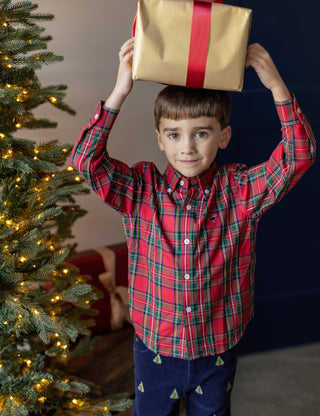 Properly Tied Boys Tinsel Pant - Christmas Tree Navy