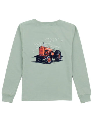 Properly Tied Boys Tractor Long Sleeve Tee in Sage