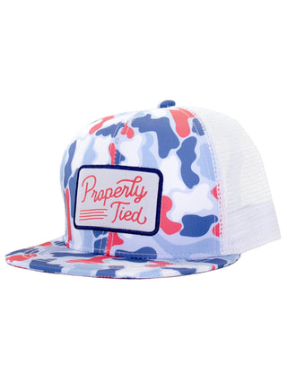 Properly Tied Boys Sportsman Trucker Hat Americana Camo