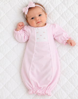 Baby Threads Hand smocked Baby Girl Day gown/Take me home - Pink