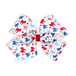 Wee Ones King Print Grosgrain Hair Bow - Patriotic Bow