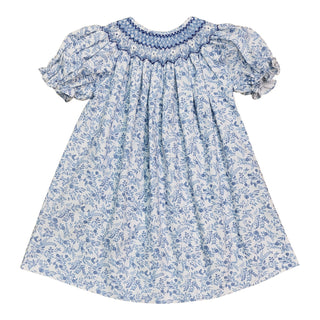 Blue and White Flower Smocked Dress