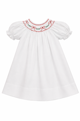 Sweet Dreams Smocked Dress - Red Bows and Garland