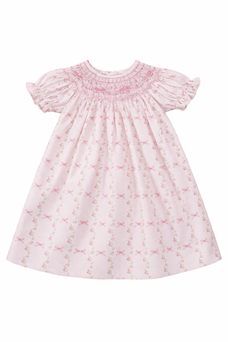 Sweet Dreams Britney Smocked Dress - Pink Stripe Bow