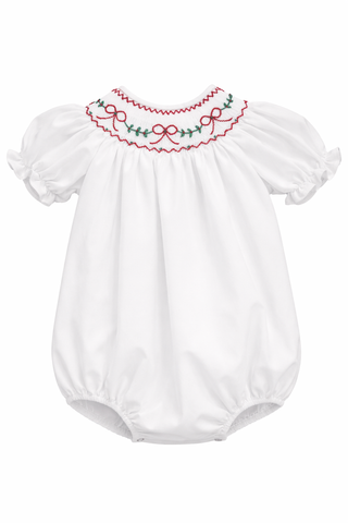 Sweet Dreams Smocked Bubble - Red Bows and Garland