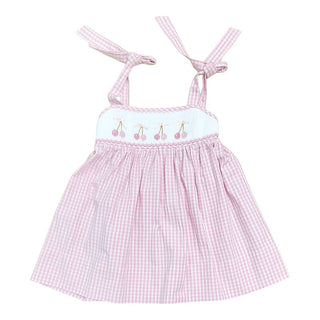Sweet Dreams Smocked Cherry Strap Tie Dress
