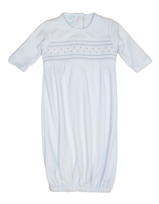 Petite Bebe Marcos Blue Knit Smocked Sack