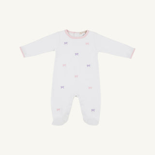 The Beaufort Bonnet Company Rock Me Romper - Worth Avenue White with Bow Embroidery